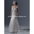 high-quality beads decoration strap mermaid wedding dress real picture